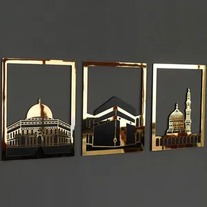 Ramadan Dekoration Holz Acryl Kaaba Wand dekoration Masjid Al-Haram & Masjid An-Nabawi Islamische Wand kunst