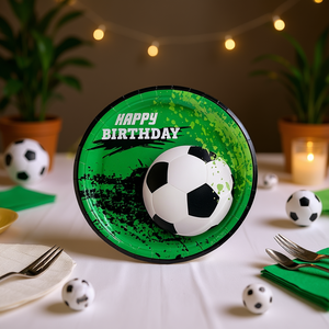 PARTY GOK Platos de Papel con Diseño de Balón de Fútbol, Gráficos Deportivos, Juego de Artículos para Fiestas de Cumpleaños, Paquete de 10 - Product Image 2