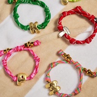 Bracelet d'amitié tendance 2025 en corde tressée colorée, réglable, avec breloque lettre bulle A-Z pour femmes et filles