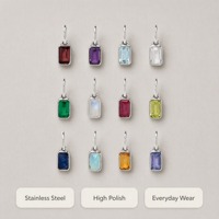 Charmes en cristal en gros pour la fabrication de bijoux, collier pour femmes, bijoux personnalisés, pendentifs carrés en zircon, pierres de naissance