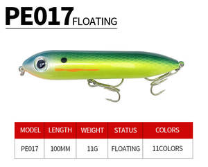 เหยื่อปลอมแบบ OEM สีพ่นตามสั่ง ขนาด 100 มม./11 กรัม ชนิดลอยผิวน้ำ แบบดินสอขนาดใหญ่ SPOOK LURE สำหรับตก<span class=keywords><strong>ปลา</strong></span>ในน้ำจืด <span class=keywords><strong>ปลา</strong></span>กระพง <span class=keywords><strong>ปลา</strong></span>ทะเล <span class=keywords><strong>ปลา</strong></span>แซลมอน - Product Image 2