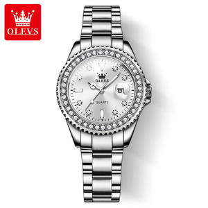 <span class=keywords><strong>Reloj</strong></span> de Cuarzo <span class=keywords><strong>OLEVS</strong></span> 9945 de Lujo para <span class=keywords><strong>Mujer</strong></span> con Detalles de Diamantes, Diseño Minimalista, Correa de Acero Inoxidable, Resistente al Agua 3BAR - Product Image 6
