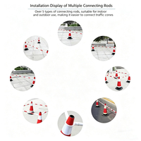 Connecteur de cône de signalisation extensible et flexible en PVC, 1 m, réflecteur prismatique haute intensité, protection IP68, sans alimentation électrique