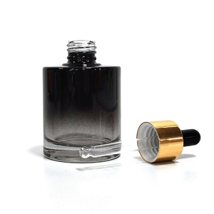 Luxury Cosmetic Serum Facial Oil Packaging 30ml 50ml Thick Bottom Matte Gradient Green Glass Bottle Hot Stamping 1oz Dropper Cap - Product Image 3