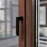 Sistema de Ventanas Esquineras Modernas Smeku en Aluminio Marrón, Aislamiento Térmico de Acero Inoxidable, Ventana Panorámica Abatible para Dormitorio y Baño