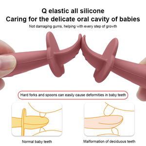 Juego de Cuchara y Tenedor de Silicona para Bebés, Libre de BPA, con Logotipo Personalizado, Ecológico, para la Primera Etapa, Cubiertos para Niños Pequeños, Vajilla para Bebés - Product Image 4