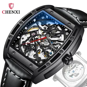 Vintage Automatic Mechanical Watch Man Business Leather Wristwatches Male Gift Casual 3ATM Waterproof Hole Watch for men