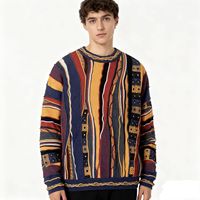 Pull tricoté personnalisé à col rond pour homme, motif floral, chaud et coloré, prix de gros, vente chaude