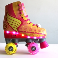 Sport 4 PU roues clignotantes patins à roulettes personnalisés patins à roulettes Quad à vendre avec casque protecteur Combo