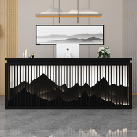 Kainice Comptoir de réception de luxe en bois massif à LED Table de bureau de caissier de luxe pour magasin de détail Équipement de supermarché Comptoir de caisse