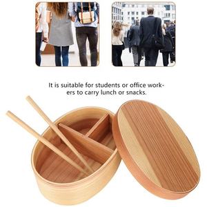 Boîte à <span class=keywords><strong>sushi</strong></span> en bois de style japonais boîte en bois ovale créative boîte en bois portable de stockage des aliments pour l'extérieur boîte de rangement - Product Image 4