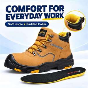 Zapatos de Seguridad con Puntera de Acero, Botas de Trabajo de Cuero Nubuck, Antideslizantes, Anti-Impactos, Calzado de Construcción - Product Image 3