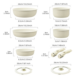 Nhà máy chất lượng cao 5PCs/9pcs hiện đại Granite Cookware Set không dính Frying Pan nhôm nấu ăn nồi bếp yếu tố cần thiết - Product Image 2