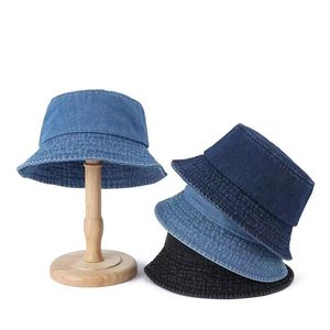 2025 estate alla moda cappello a secchiello in Denim Jean per gli uomini donne semplice lavare il vecchio stile retrò traspirante cappello da sole per il modello di lettera di viaggio - Product Image 1