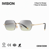 Lunettes de soleil rétro sans monture rectangulaires pour femmes et hommes, protection UV400, tendance, pour les vacances en plein air, lunettes décoratives pour photos