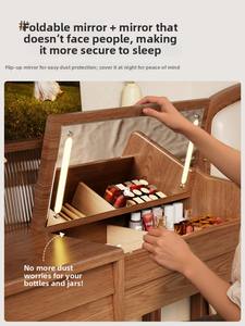 طاولة تسريح ومكياج متعددة الوظائف من الخشب الصلب للغرف الصغيرة بتصميم عصري بسيط - Product Image 3