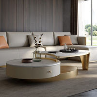 Table basse ronde en acier inoxydable YuanChang avec rangement, plateau en marbre moderne et luxueux, mobilier de salon, design personnalisable