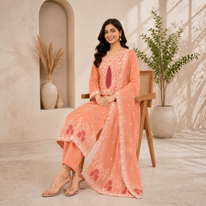 Pure Cotton 100% <b>Women</b> Traditional <b>Kurta</b> Pant Dupatta Set Indian Ethnic Wear Regular Fit Casual Party Wear Set <b>for</b> All Seasons - Product Image 1