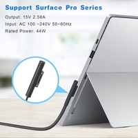 Chargeur secteur rapide 44W 15V 2.58A avec cordon d'alimentation pour Microsoft Surface Pro 3 4 5 6 7, Laptop 1 2 3 Go Book