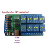 DC 12V 24V 8ch Modul Relai USB COM Terisolasi Secara Optik UART RS232 Papan Sakelar Port Serial Kolektor Digital PLC