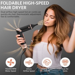 Multi Styler 5 In 1 Hair Dryer Comb Negative Ion Hot Cold Air DC Motor Rose Gold With Concentrator And Diffuser Nozzles - Product Image 3