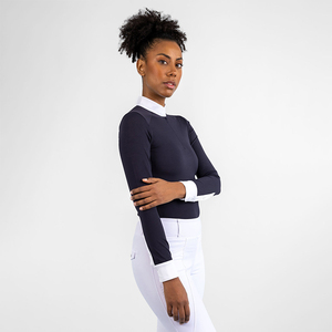 Maglietta Base Layer a Maniche Lunghe per Equitazione da <span class=keywords><strong>Donna</strong></span> con Zip e Bottoni, Abbigliamento Elastico per Equitazione, <span class=keywords><strong>Basso</strong></span> MOQ - Product Image 2