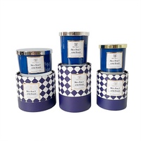 Bougies personnalisées en cire de soja de luxe dans des pots en verre de 7, 8, 10, 12 oz, ensemble de bougies parfumées à 3 mèches avec couvercle en métal et emballage en boîtes cylindriques
