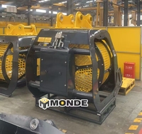 Cucharón Rotatorio MONDE para Excavadora Ligera, Malla Intercambiable para Clasificación de Suelo y Paisajismo