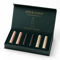 Boîte cadeau magnétique personnalisée sur mesure en forme de livre vert pour ensemble de rouges à lèvres, emballage cosmétique de luxe en carton rigide, OEM