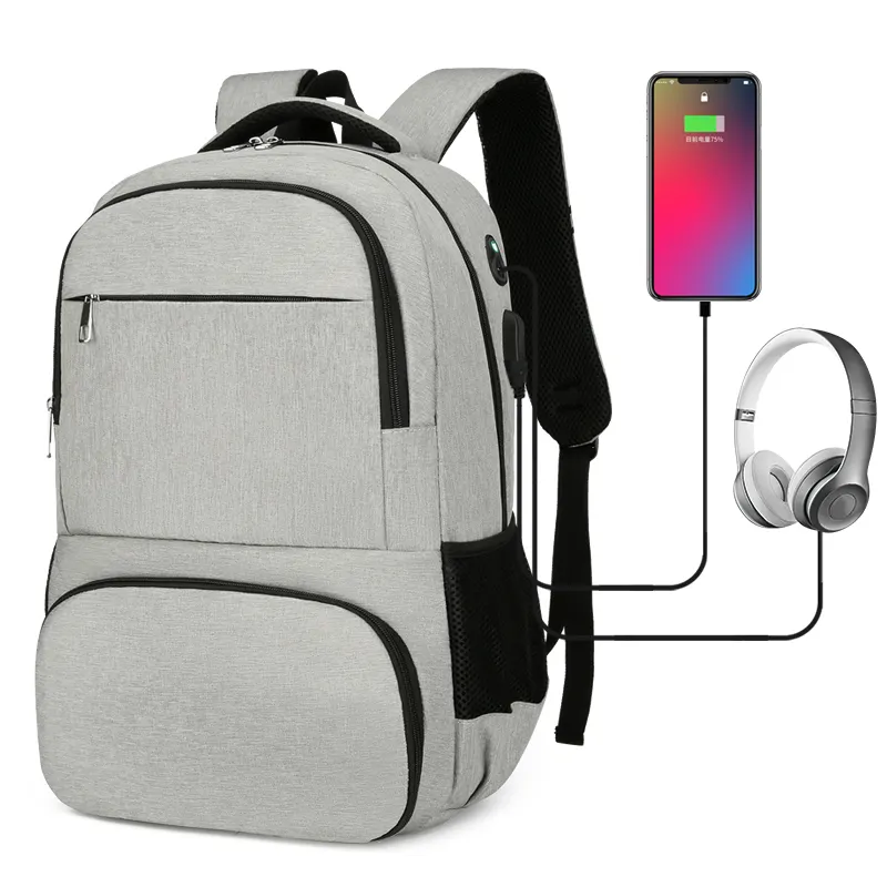 कस्टम लोगो बिजनेस लैपटॉप बैग यूएसबी पोर्ट और हेडफोन जैक के साथ बड़ा ट्रैवल बैग कूलर बैकपैक