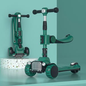 Vente en gros Roues clignotantes en PU Scooter pour enfants Scooter imprimé léger avec barre de poussée/Scooter portable pliable pour enfants à 3 roues - Product Image 2