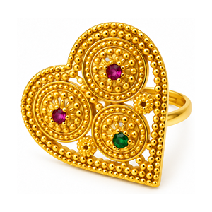 Anillo de Cóctel en Forma de Corazón Chapado en Oro de 24K con Piedras de Circonia Cúbica, Joyería Vintage para Mujer, Regalo - Product Image 1