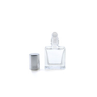 Flacon roll-on carré vide pour huiles essentielles et cosmétiques, 10ml 20ml, avec bille roulante en acier et capuchon doré/noir