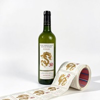Étiquettes de vin personnalisées en feuille d'or avec motif dragon, autocollants imperméables en vinyle pour bouteilles de boissons avec logo privé, vente en gros