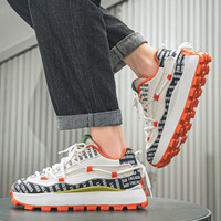 Chaussures décontractées rétro pour hommes, à semelle épaisse, en maille respirante, confortables, basses, à semelle souple, avec lacets croisés, tendance