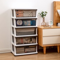 Commode de rangement en plastique transparent à 5 niveaux avec tiroirs pour l'organisation du salon, des vêtements, des jouets, des livres