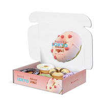 Pour LOKYO taille personnalisée pliante prendre beignet boîte de papier boulangerie pâtisserie Biscuit biscuit doux beignet mat stratification papier enduit pour