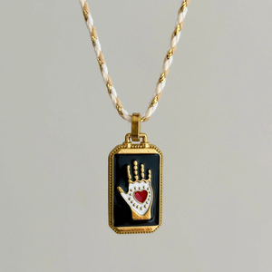 Collana Statement Trendy con Goccia di Olio Colorata e Occhio di Diao in Smeraldo, in Acciaio Inossidabile Placcato Oro 18K, Occhio <span class=keywords><strong>Blu</strong></span> - Product Image 5