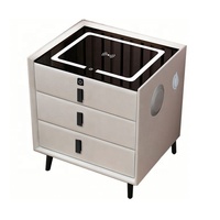 Mesita de noche de madera sólida, mueble inteligente minimalista, recargable, multifuncional, con carga inalámbrica