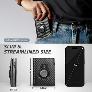 Металлический алюминиевый держатель для карт, бумажник с воздушной биркой, слот для дорожки RFID, тонкий из углеродного волокна, искусственная кожа, складной мужской кошелек - Product Image 6