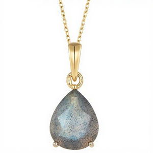 अच्छे गहने 925 स्टर्लिंग चांदी के नेकलेस प्राकृतिक लैब्राडोराइट मटर के आकार की महिलाओं के पेलेंट हार अनुकूलित - Product Image 2