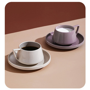 Ensemble <span class=keywords><strong>de</strong></span> tasses à café et soucoupes en céramique, 250 ml, pour le lait au thé, le petit-déjeuner, l'eau potable, style nordique, pour la maison, pour les couples, pour Noël - Product Image 1