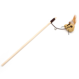 Juguete interactivo de madera para gatos con plumas, cascabel y ratón, para combatir el aburrimiento, origen Zhejiang. - Product Image 5