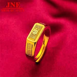 Bague ouverte <span class=keywords><strong>pour</strong></span> <span class=keywords><strong>homme</strong></span> en or alluvial plaqué or 24K, motif 'Lucky Money' au dos, style 'Gold Shop' - Product Image 2