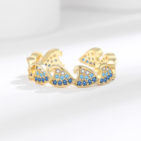 RFJEWEL 2026 Nouvelle bague ouverte en laiton plaqué argent, forme vague, ajustable, bijoux tendance pour femmes