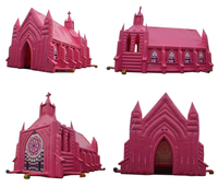 Tente d'église gonflable géante portable rose pour événements extérieurs et accessoires de fête de mariage