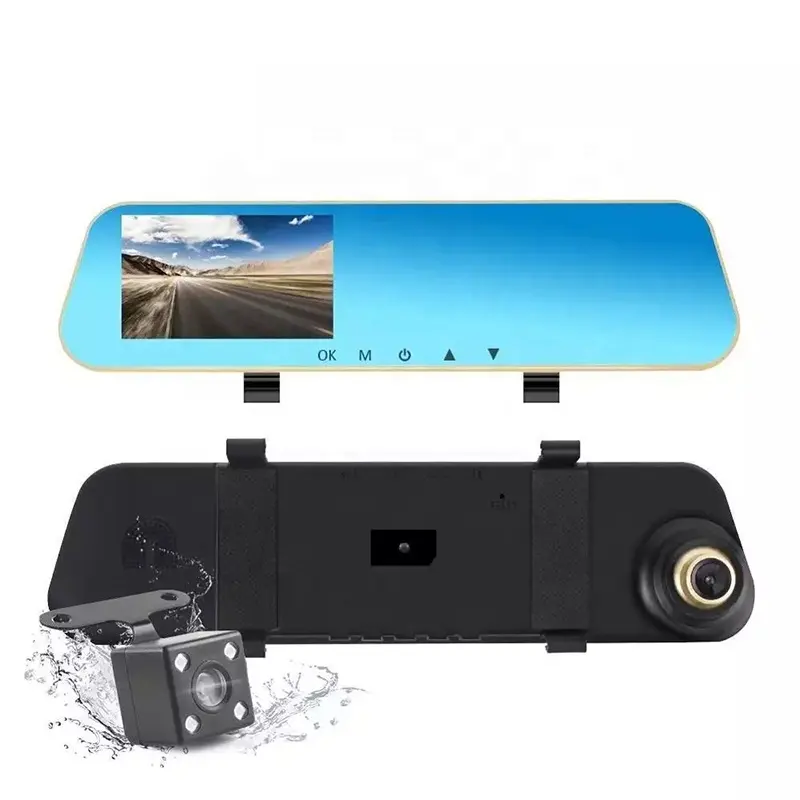 5.5 אינץ מלא HD 1080p רכב מצלמה דאש מצלמת 24h חניה ניטור Dvr Rearview מראה שחור תיבת Dashcam