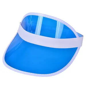 Stock UV Protection Plastic PVC Visor Cap Beach Airtop Sun Visor Hat Promotion Advertising Tuorist Team Cap Custom Logo