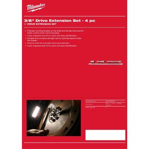 <strong>MILWAUKEE</strong> 4932480638 Drive Extension <strong>Set</strong> 4 Pcs Hand Tools <strong>Socket</strong> <strong>Milwaukee</strong> Power Tool Accessories 48-22-9341 - Product Image 3