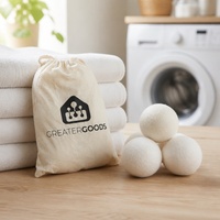 Pochette à cordon en calicot faite à la main en laine de Nouvelle-Zélande, adoucissante, sans plis, réutilisable, boules de séchage en laine pour la lessive en vrac